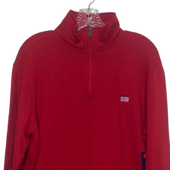 Chaps Everyday Fleece Pullover Mens Medium Red New 1/4 Zip - Picture 4 of 11